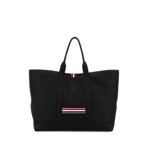 Thom Browne Men Black Leather Shopping Bag